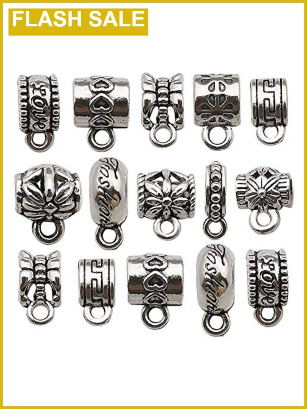 100pcs Zinc Alloy Bail Tube Beads Charms Spacer Beads for Jewelry Making DIY